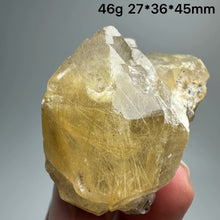 Load image into Gallery viewer, 1PC Natural Brazilian Gold Rutilated Quartz Crystal and Hematite Symbiosis Mineral Specimen Home Decor