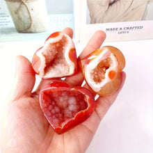 Load image into Gallery viewer, 1PC Carnelian Crystal Heart Red Agate Geode Cluster