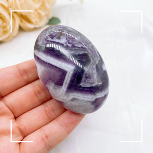 60mm Amethyst Quartz Crystal – Polished Palm Stone for Reiki, Energy Healing, Gift or Home Decor