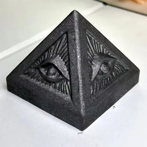Natural Shungite Pyramid Evil Eye Symbolizing Protection and Wisdom