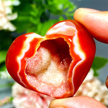 Load image into Gallery viewer, 1PC Carnelian Crystal Heart Red Agate Geode Cluster