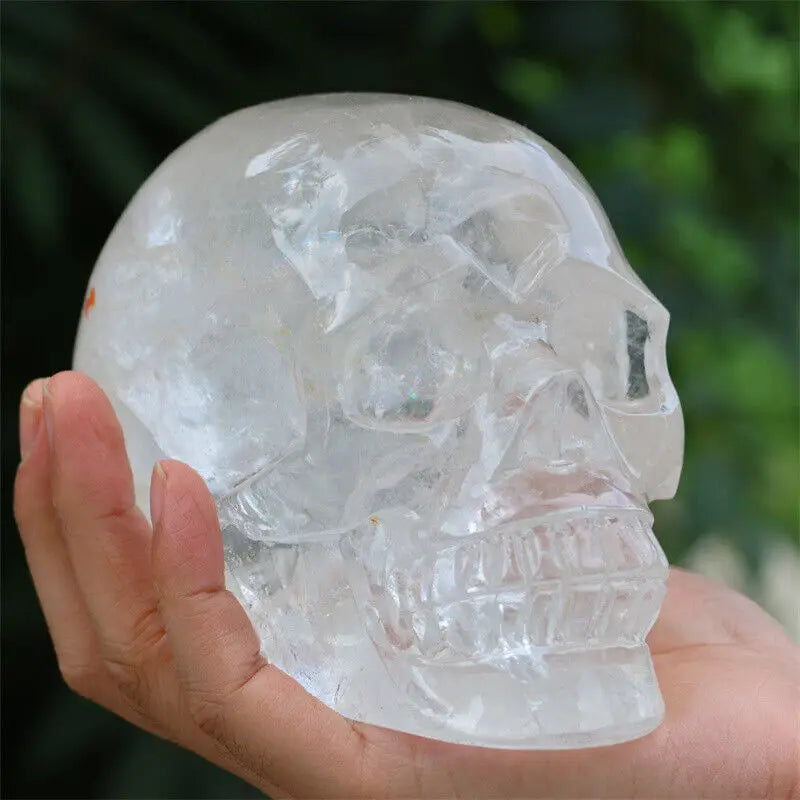 Natural Clear Quartz Crystal Skull Hand Carved