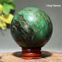 Load image into Gallery viewer, Natural Emerald Crystal Sphere – Quartz Mineral Ball with Base for Home Decor, Meditation &amp; Collection