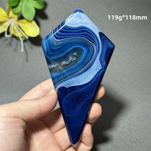 Load image into Gallery viewer, Natural Blue Agate Diamond Shaped Polished Mineral Specimen Home Decor