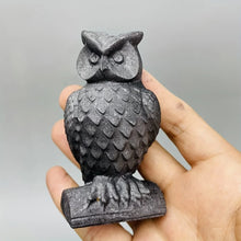 Load image into Gallery viewer, Natural Shungite Owl Carving – Hand Carved Crystal Gemstone Figurine for Collection &amp; Home Decor