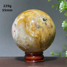 Load image into Gallery viewer, Natural Crazy Agate Crystal Sphere – Gemstone Meditation Ball with Display Base for Collection &amp; Home Decor