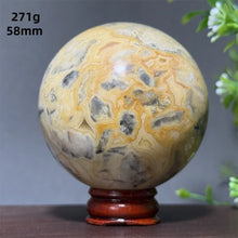 Load image into Gallery viewer, Natural Crazy Agate Crystal Sphere – Gemstone Meditation Ball with Display Base for Collection &amp; Home Decor