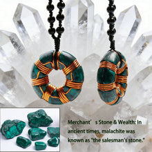 Load image into Gallery viewer, Natural Malachite Donut Shaped Orgonite Pendant Necklace Handmade with Copper Coil for Women