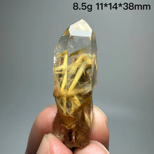 Load image into Gallery viewer, Natural Brazil Gold Rutilated Quartz Hair Crystal and specular hematite symbiosis Mineral Specimen