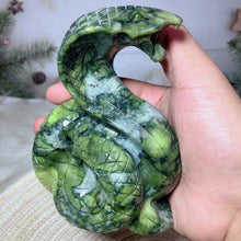 Load image into Gallery viewer, Natural Green Jasper Snake Carving – Crystal Animal Figurine Mineral Stone for Collection &amp; Home Decor