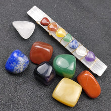 Load image into Gallery viewer, Natural Selenite Crystal Wand with 7 Chakra Heart Stones – Wire Wrapped Meditation &amp; Healing Crystal Set