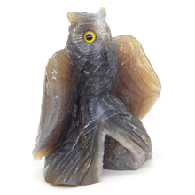 Load image into Gallery viewer, 4.4" Owl Statue Natural Gray Agate Geode Carving Home Decor