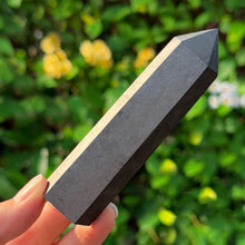 Load image into Gallery viewer, Natural Black Shungite Crystal Obelisk – Hexagonal Polished Point Tower for Meditation &amp; Home Decor