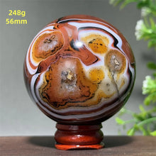 Load image into Gallery viewer, Natural Striped Agate Crystal Sphere – Quartz Mineral Specimen for Collection, Meditation &amp; Home Decor