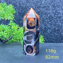 Load image into Gallery viewer, Natural Black Agate and Red Agate Striped Mineral Obelisk for Healing