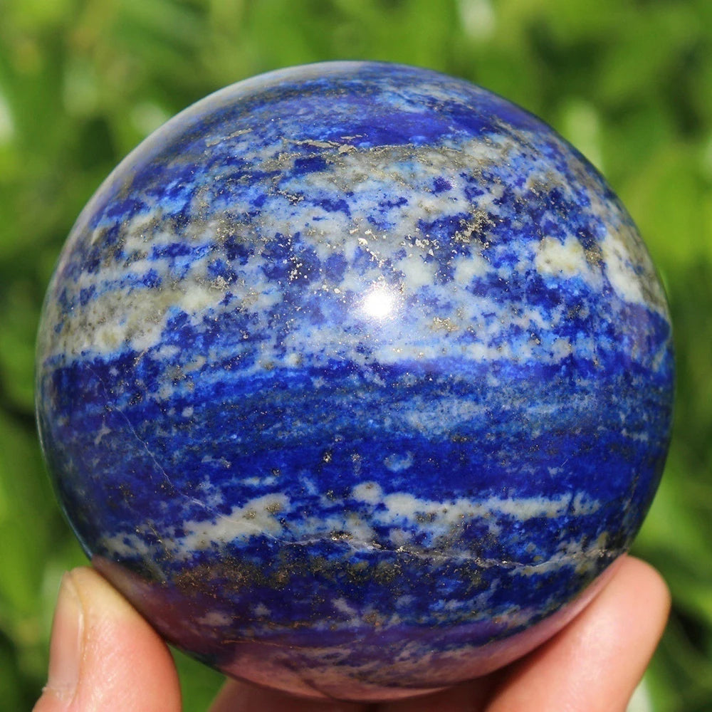 70mm Natural Lapis Lazuli Crystal Sphere – Polished Healing Stone Ball for Reiki, Decor, or Crafts