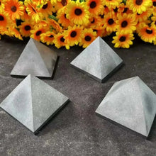 Load image into Gallery viewer, Natural Black Shungite Crystal Pyramid – Polished Stone Tower for Meditation, Home Decor &amp; Feng Shui