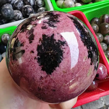 Load image into Gallery viewer, Natural Rhodonite Crystal Sphere – Polished Gemstone Ball for Collection &amp; Home Decor