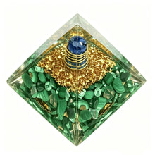 Load image into Gallery viewer, 1PC Orgone Pyramid Malachite with Lapis Lazuli Sphere Copper Coil for Healing Benefits