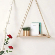 Load image into Gallery viewer, Wooden Hanging Crystal Display Shelf – Hemp Rope Floating Wall Shelf for Crystals, Minerals &amp; Home Decor Collection