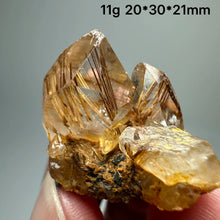 Load image into Gallery viewer, Natural Brazil Gold Rutilated Quartz Hair Crystal and specular hematite symbiosis Mineral Specimen