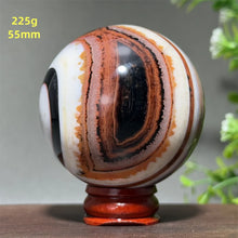 Load image into Gallery viewer, Natural Striped Agate Crystal Sphere – Quartz Mineral Specimen for Collection, Meditation &amp; Home Decor