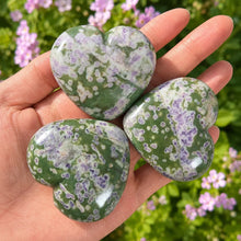 Load image into Gallery viewer, Natural Snowflake Jade Heart Carving Polished Home Decor