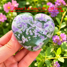 Load image into Gallery viewer, Natural Snowflake Jade Heart Carving Polished Home Decor