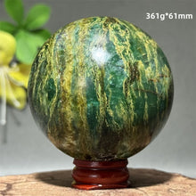 Load image into Gallery viewer, Natural Emerald Crystal Sphere – Quartz Mineral Ball with Base for Home Decor, Meditation &amp; Collection