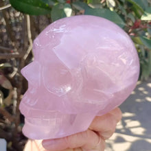 Load image into Gallery viewer, Natural Rose Quartz Crystal Skull Carving