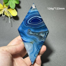 Load image into Gallery viewer, Natural Blue Agate Diamond Shaped Polished Mineral Specimen Home Decor