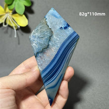 Load image into Gallery viewer, Natural Blue Agate Diamond Shaped Polished Mineral Specimen Home Decor