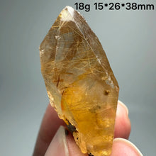 Load image into Gallery viewer, 1PC Natural Brazilian Gold Rutilated Quartz Crystal and Hematite Symbiosis Mineral Specimen Home Decor