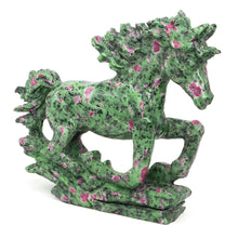 Load image into Gallery viewer, 9.3" Horse Natural Ruby Zoisite Crystal Carving Home Decor