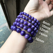 Load image into Gallery viewer, Natural Charoite &amp; Amethyst Beads Bracelet – Women’s Crystal Jewelry – Elastic Single Circle Rope – Fashion &amp; Healing Gift