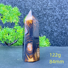 Load image into Gallery viewer, Natural Black Agate and Red Agate Striped Mineral Obelisk for Healing