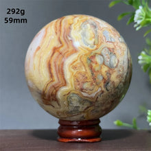 Load image into Gallery viewer, Natural Crazy Agate Crystal Sphere – Gemstone Meditation Ball with Display Base for Collection &amp; Home Decor