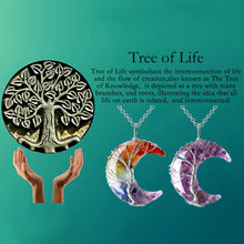 Load image into Gallery viewer, 7 Chakras Tree of Life Necklace Wire Wrap Crescent Moons Crystal Pendants Chip Quartz Natural Stone Resin Stainless Steel G931