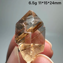 Load image into Gallery viewer, Natural Brazil Gold Rutilated Quartz Hair Crystal and specular hematite symbiosis Mineral Specimen