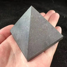 Load image into Gallery viewer, Natural Black Shungite Crystal Pyramid – Polished Stone Tower for Meditation, Home Decor &amp; Feng Shui
