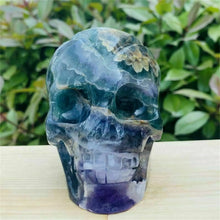 Load image into Gallery viewer, Natural Fluorite Crystal Skull Carving