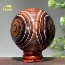 Load image into Gallery viewer, Natural Striped Agate Crystal Sphere – Quartz Mineral Specimen for Collection, Meditation &amp; Home Decor