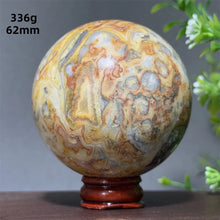Load image into Gallery viewer, Natural Crazy Agate Crystal Sphere – Gemstone Meditation Ball with Display Base for Collection &amp; Home Decor
