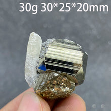 Load image into Gallery viewer, 1PC Natural Raw Pyrite Crystal Mineral Specimen with Quartz for Healing