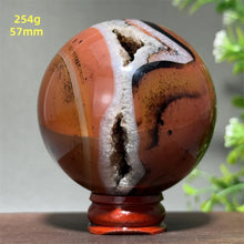 Load image into Gallery viewer, Natural Striped Agate Crystal Sphere – Quartz Mineral Specimen for Collection, Meditation &amp; Home Decor