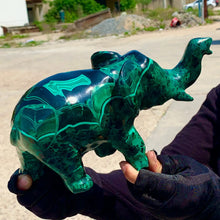 Load image into Gallery viewer, Natural Malachite Carved Crystal Elephant For Healing Wealth Abundance