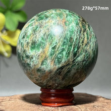 Load image into Gallery viewer, Natural Emerald Crystal Sphere – Quartz Mineral Ball with Base for Home Decor, Meditation &amp; Collection
