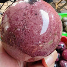 Load image into Gallery viewer, Natural Rhodonite Crystal Sphere – Polished Gemstone Ball for Collection &amp; Home Decor