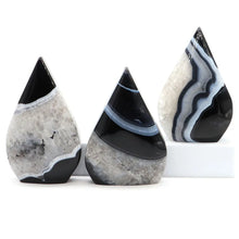 Load image into Gallery viewer, 1PC Natural Black Agate Silk Stripe Free Form Torch Shaped for Healing