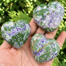 Load image into Gallery viewer, Natural Snowflake Jade Heart Carving Polished Home Decor